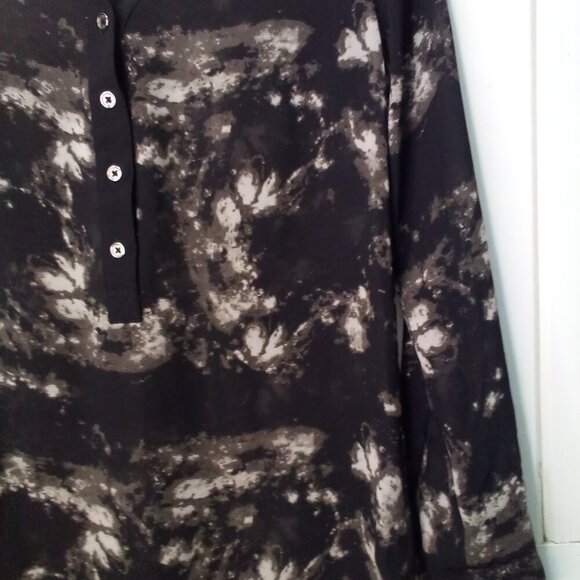 Mossimo Blouse Women XS Long Sleeve Sheer Pattern Black Gray - Picture 5 of 15